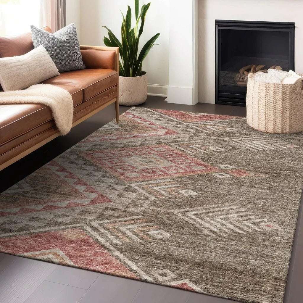 Harmony Brown Washable Indoor-Outdoor Rug-Outdoor Rugs-LOOMLAN Rugs-LOOMLAN