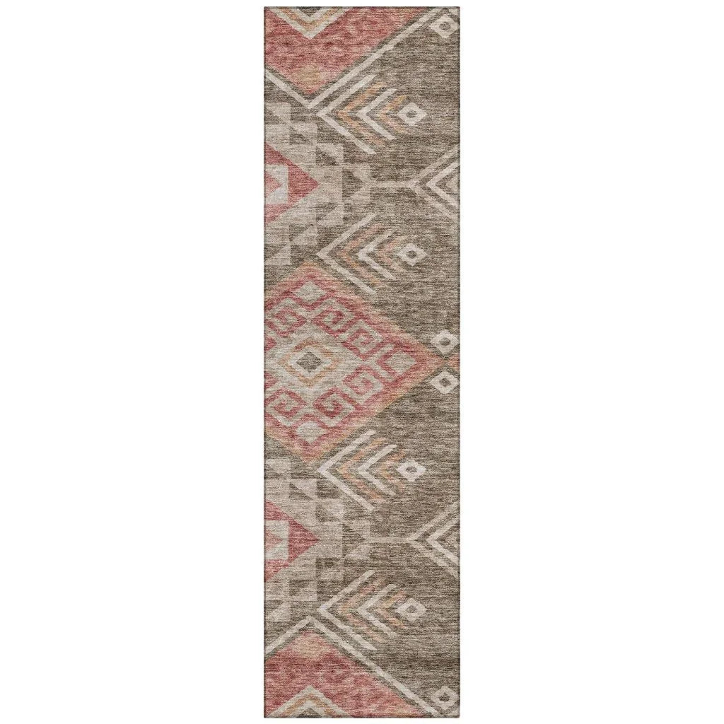 Harmony Brown Washable Indoor-Outdoor Rug-Outdoor Rugs-LOOMLAN Rugs-2'3" x 7'6"-LOOMLAN