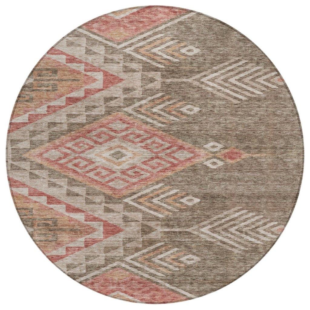 Harmony Brown Washable Indoor-Outdoor Rug-Outdoor Rugs-LOOMLAN Rugs-8' x 8'-LOOMLAN