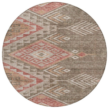 Harmony Brown Washable Indoor-Outdoor Rug-Outdoor Rugs-LOOMLAN Rugs-8' x 8'-LOOMLAN