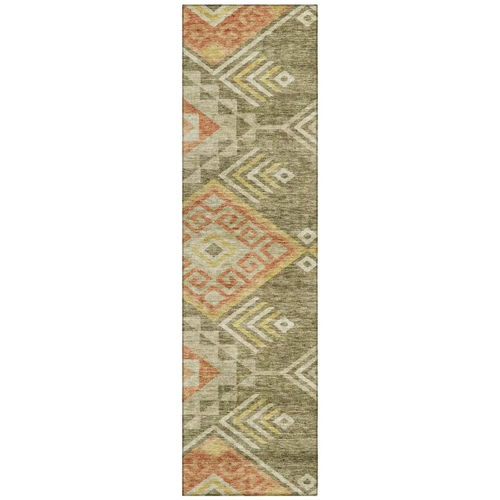 Harmony Green Washable Indoor-Outdoor Rug-Outdoor Rugs-LOOMLAN Rugs-2'3" x 7'6"-LOOMLAN