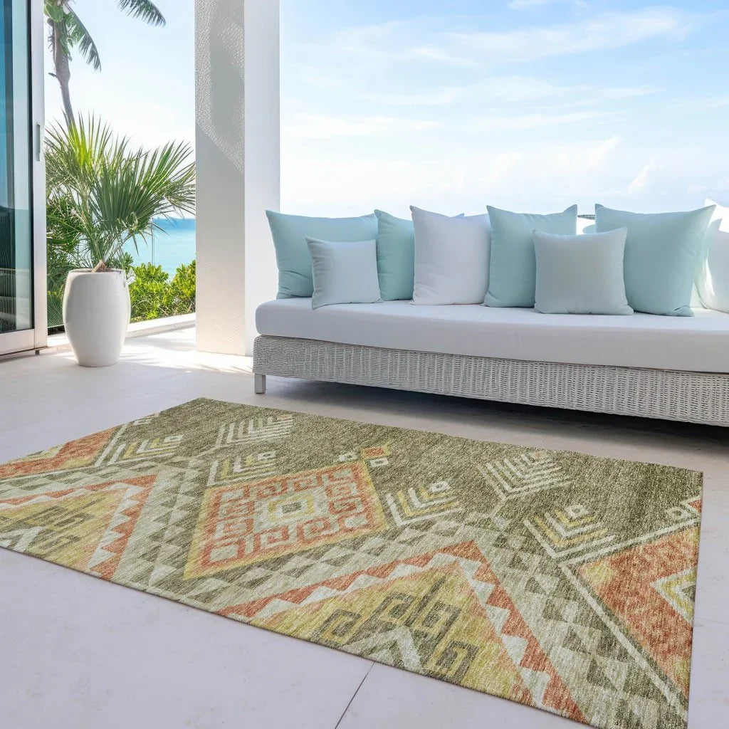 Harmony Green Washable Indoor-Outdoor Rug-Outdoor Rugs-LOOMLAN Rugs-LOOMLAN