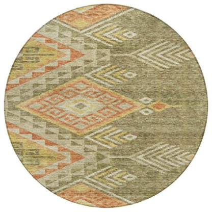 Harmony Green Washable Indoor-Outdoor Rug-Outdoor Rugs-LOOMLAN Rugs-8' x 8'-LOOMLAN