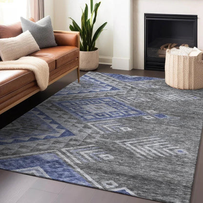 Harmony Pewter Washable Indoor-Outdoor Rug-Outdoor Rugs-LOOMLAN Rugs-LOOMLAN
