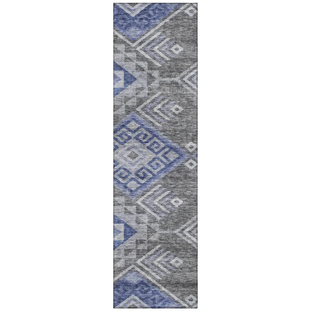 Harmony Pewter Washable Indoor-Outdoor Rug-Outdoor Rugs-LOOMLAN Rugs-2'3" x 7'6"-LOOMLAN