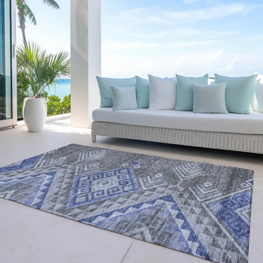 Harmony Pewter Washable Indoor-Outdoor Rug-Outdoor Rugs-LOOMLAN Rugs-LOOMLAN