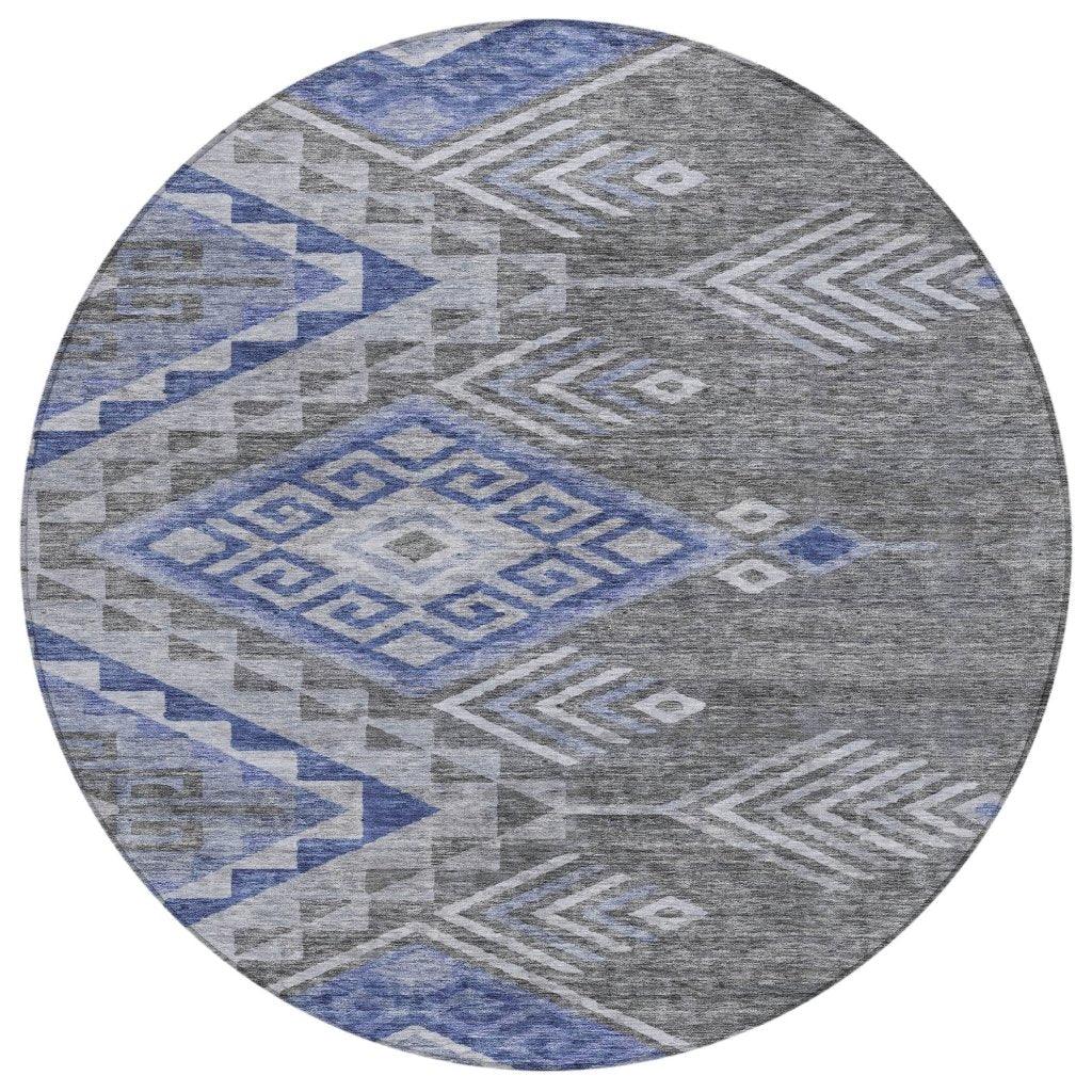 Harmony Pewter Washable Indoor-Outdoor Rug-Outdoor Rugs-LOOMLAN Rugs-8' x 8'-LOOMLAN