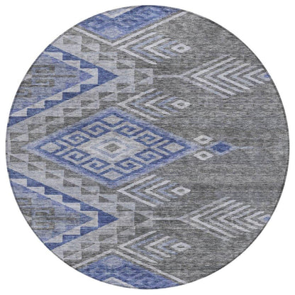 Harmony Pewter Washable Indoor-Outdoor Rug-Outdoor Rugs-LOOMLAN Rugs-8' x 8'-LOOMLAN