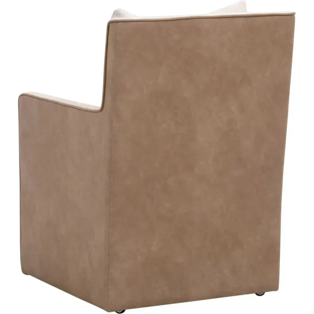 Harmony Two Tone Dining Arm Chair Casters - LOOMLAN - Essentials For Living - Dining Chairs