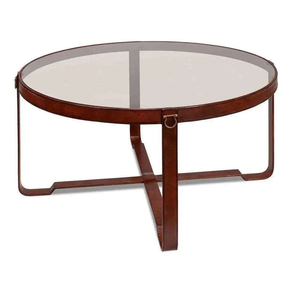 Harness Round Coffee Table - LOOMLAN - Sarreid - Coffee Tables