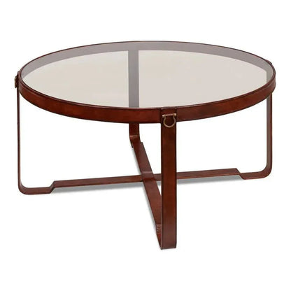 Harness Round Coffee Table - LOOMLAN - Sarreid - Coffee Tables