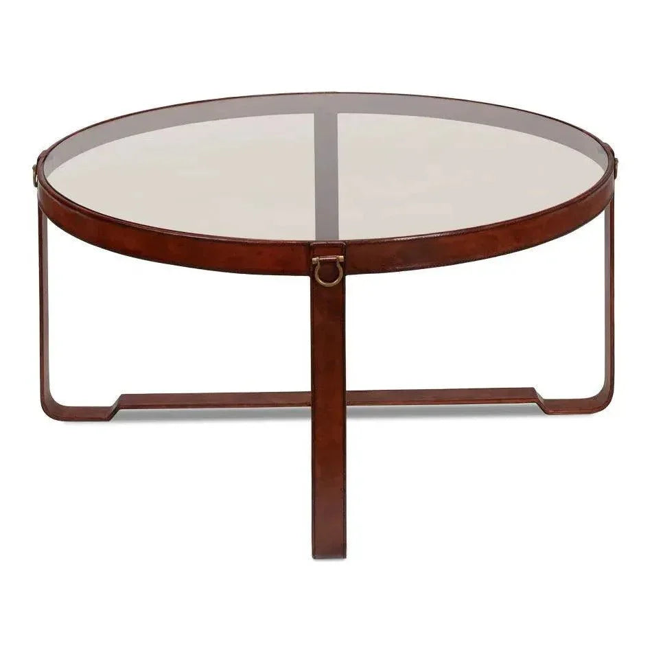 Harness Round Coffee Table - LOOMLAN - Sarreid - Coffee Tables