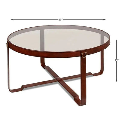Harness Round Coffee Table - LOOMLAN - Sarreid - Coffee Tables
