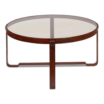 Harness Round Coffee Table - LOOMLAN - Sarreid - Coffee Tables