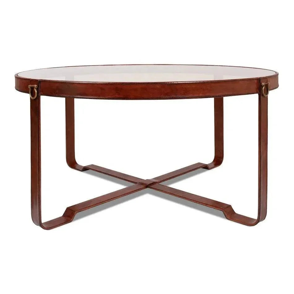 Harness Round Coffee Table - LOOMLAN - Sarreid - Coffee Tables