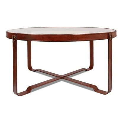 Harness Round Coffee Table - LOOMLAN - Sarreid - Coffee Tables
