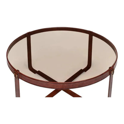 Harness Round Coffee Table - LOOMLAN - Sarreid - Coffee Tables