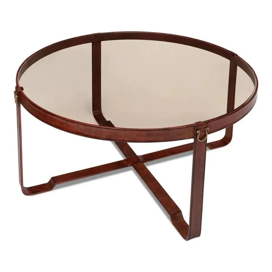 Harness Round Coffee Table - LOOMLAN - Sarreid - Coffee Tables