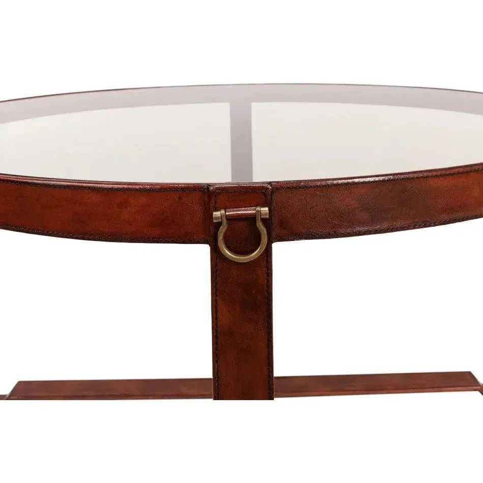 Harness Round Coffee Table - LOOMLAN - Sarreid - Coffee Tables