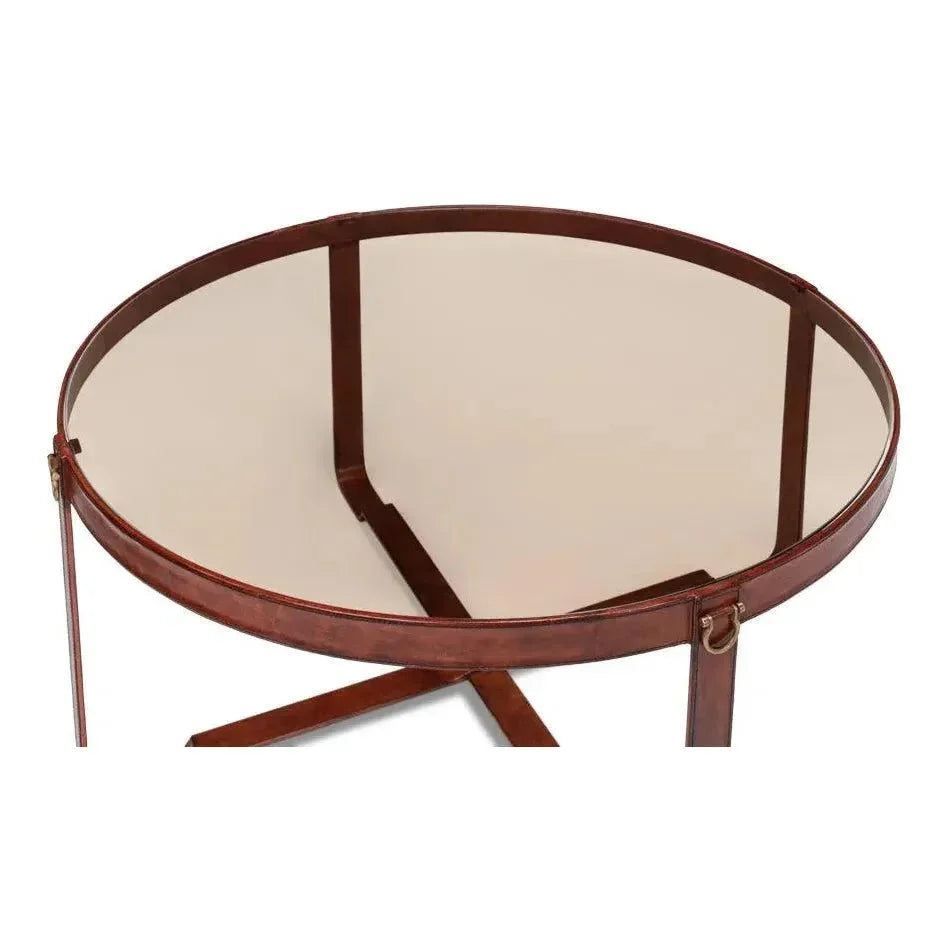 Harness Round Coffee Table - LOOMLAN - Sarreid - Coffee Tables