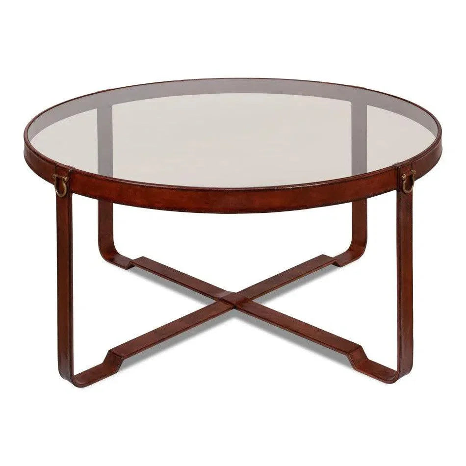 Harness Round Coffee Table - LOOMLAN - Sarreid - Coffee Tables