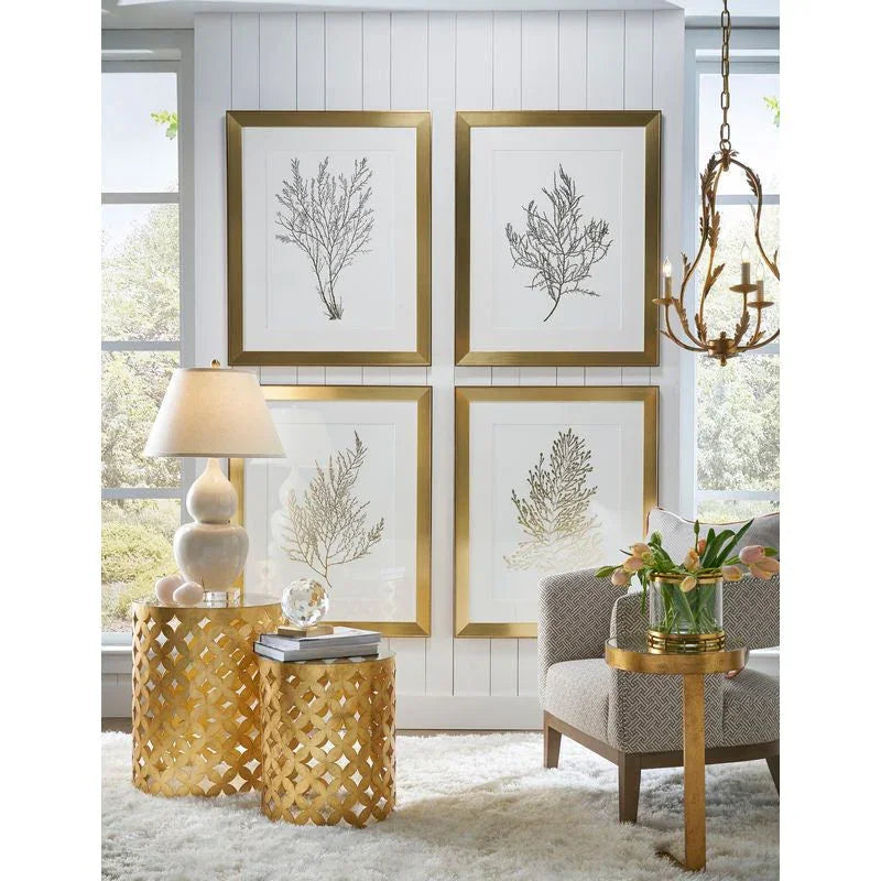 Harper Bunching Metalic Gold Framed Side Table - LOOMLAN - Chelsea House - Side Tables