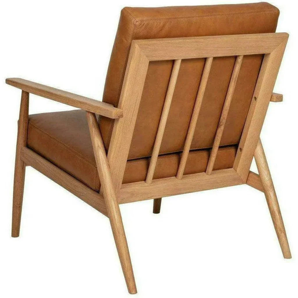 Harper Tan Leather Seat Wood Arm Accent Chair - LOOMLAN - Moe's Home - Accent Chairs