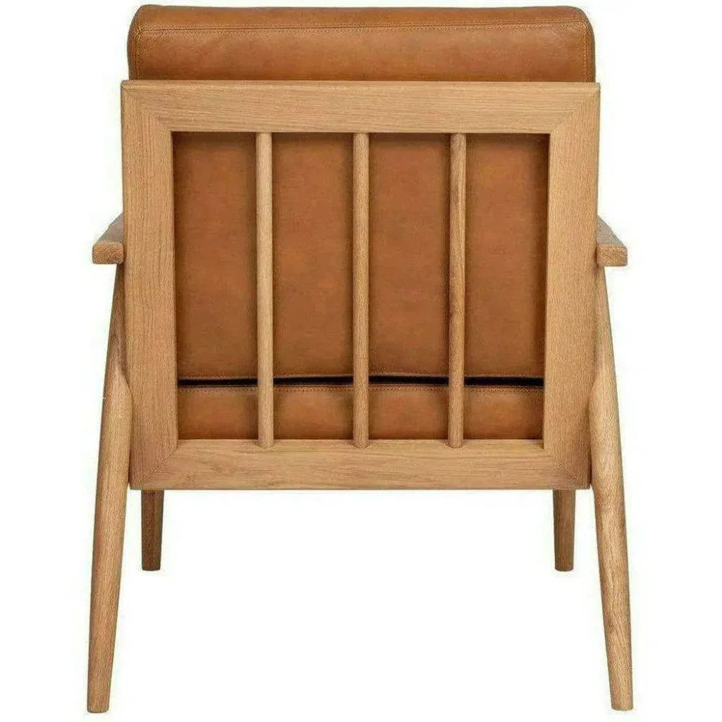 Harper Tan Leather Seat Wood Arm Accent Chair - LOOMLAN - Moe's Home - Accent Chairs