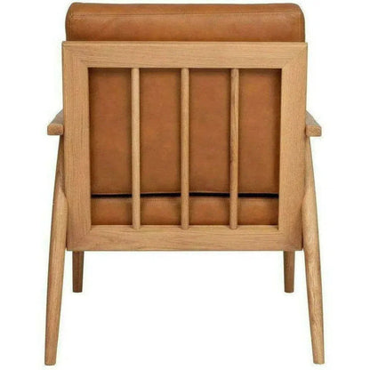 Harper Tan Leather Seat Wood Arm Accent Chair - LOOMLAN - Moe's Home - Accent Chairs
