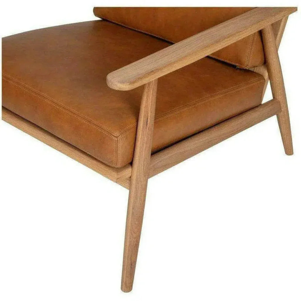 Harper Tan Leather Seat Wood Arm Accent Chair - LOOMLAN - Moe's Home - Accent Chairs