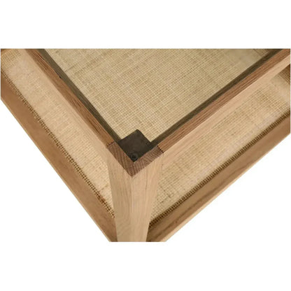 Harrington Glass & Cane End Table for Living Room - LOOMLAN - Moe's Home - Side Tables