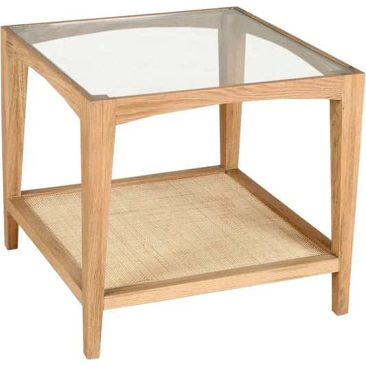 Harrington Glass & Cane End Table for Living Room - LOOMLAN - Moe's Home - Side Tables