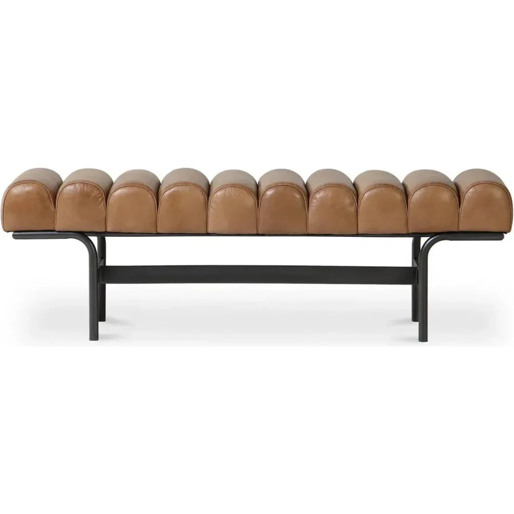 Harrison - Grain Buffalo Leather & Iron Brown Bench - LOOMLAN - Moe's Home - Bedroom Benches