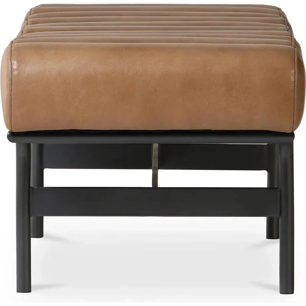 Harrison - Grain Buffalo Leather & Iron Brown Bench - LOOMLAN - Moe's Home - Bedroom Benches
