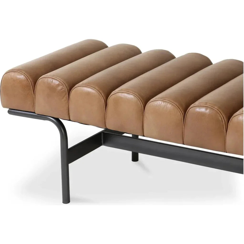 Harrison - Grain Buffalo Leather & Iron Brown Bench - LOOMLAN - Moe's Home - Bedroom Benches
