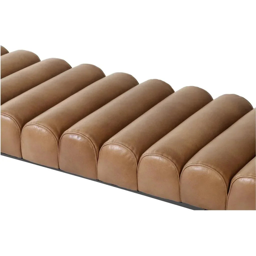 Harrison - Grain Buffalo Leather & Iron Brown Bench - LOOMLAN - Moe's Home - Bedroom Benches
