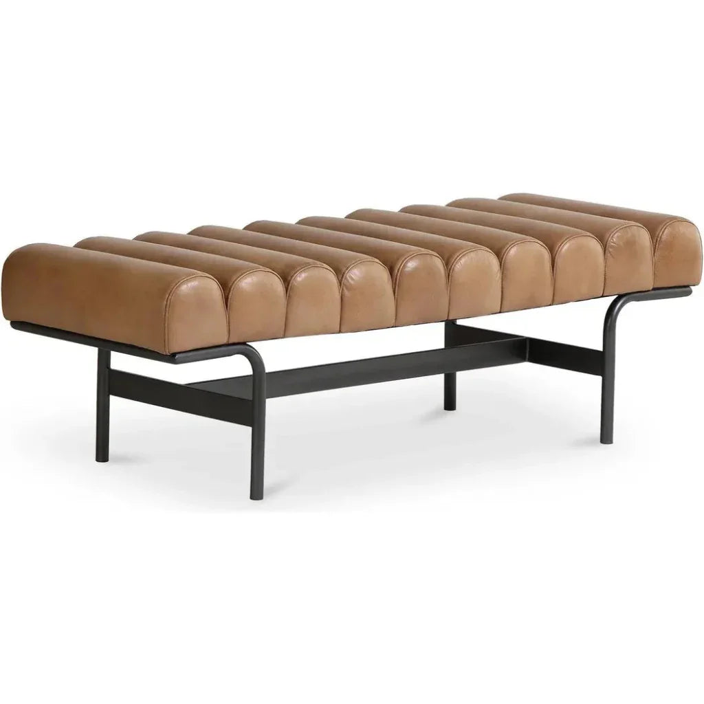 Harrison - Grain Buffalo Leather & Iron Brown Bench - LOOMLAN - Moe's Home - Bedroom Benches