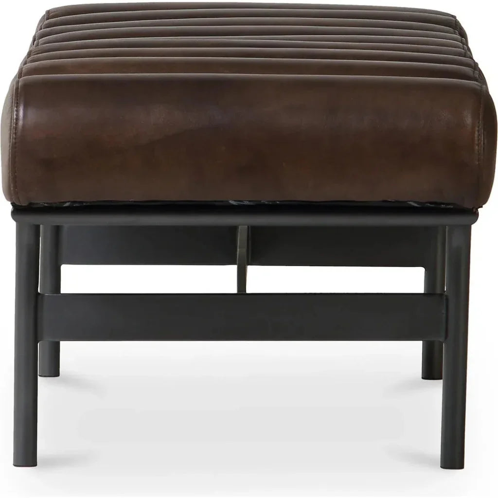 Harrison - Grain Buffalo Leather & Iron Dark Brown Bench - LOOMLAN - Moe's Home - Bedroom Benches