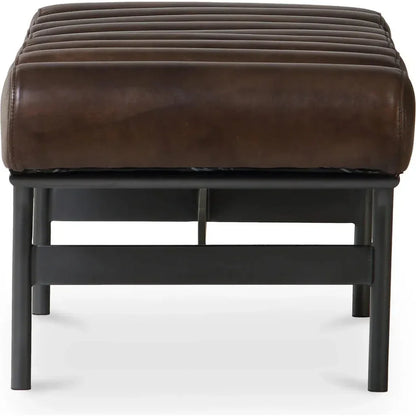 Harrison - Grain Buffalo Leather & Iron Dark Brown Bench - LOOMLAN - Moe's Home - Bedroom Benches