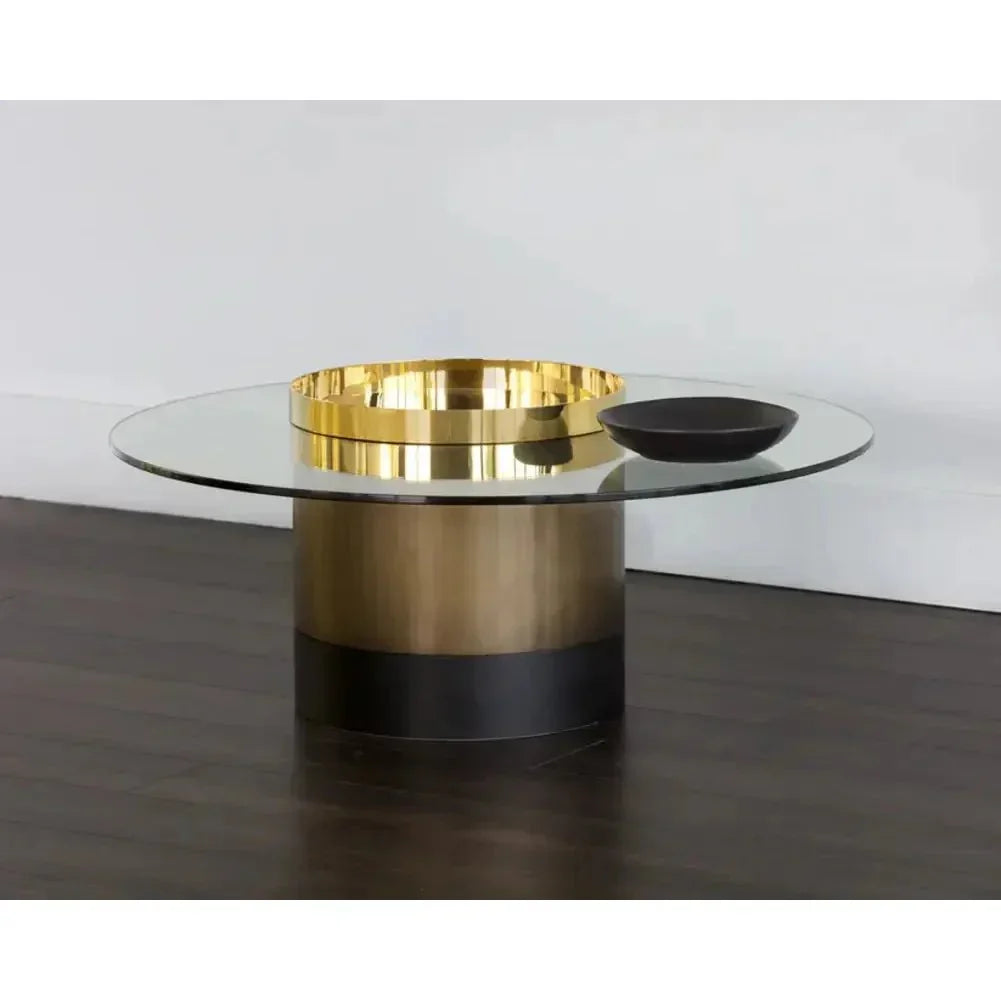 Haru Glass Topped Round Coffee Table - LOOMLAN - SUNPAN - Coffee Tables
