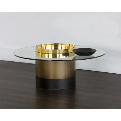 Haru Glass Topped Round Coffee Table - LOOMLAN - SUNPAN - Coffee Tables