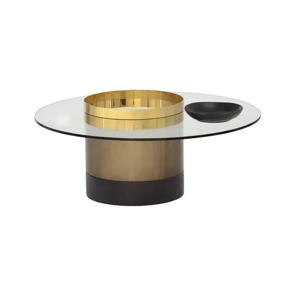 Haru Glass Topped Round Coffee Table - LOOMLAN - SUNPAN - Coffee Tables