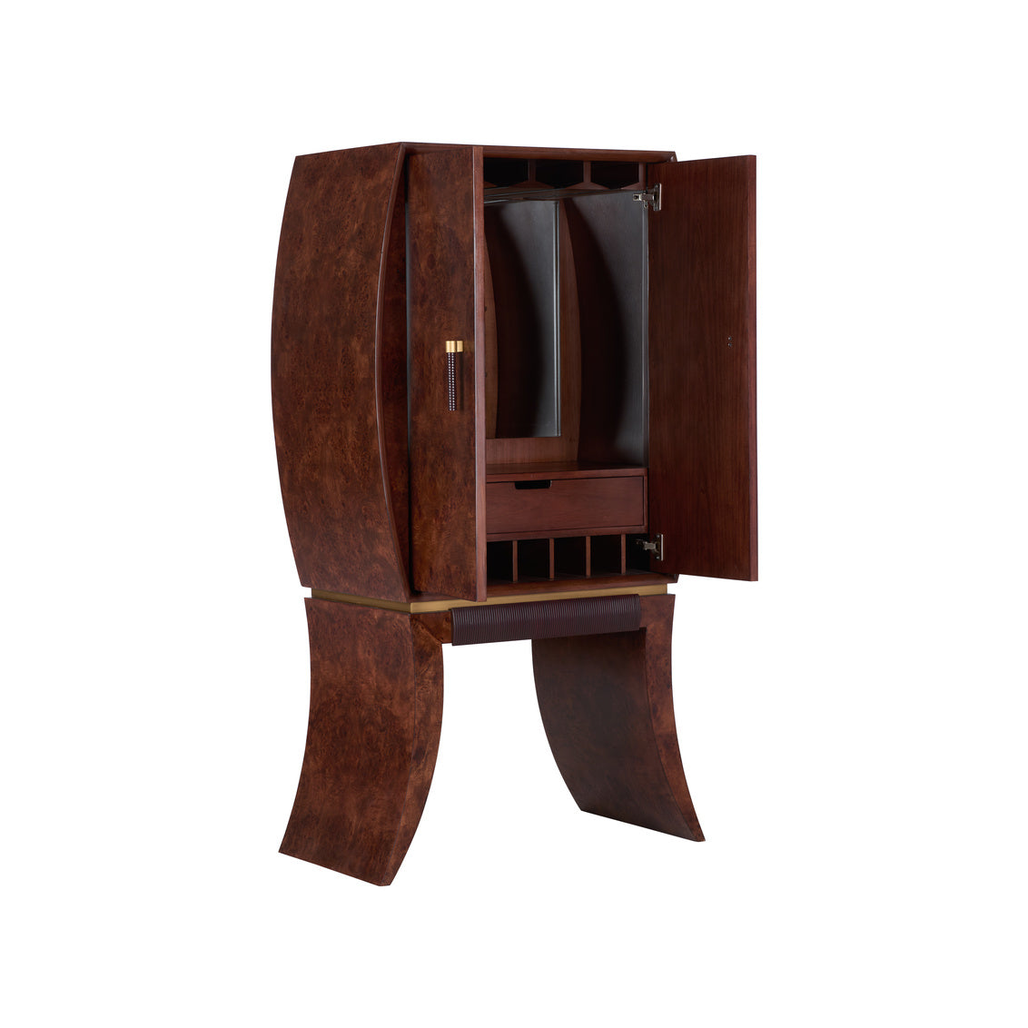 Harvey Wooden Brown Bar Cabinet-Home Bar Cabinets-Wildwood-LOOMLAN