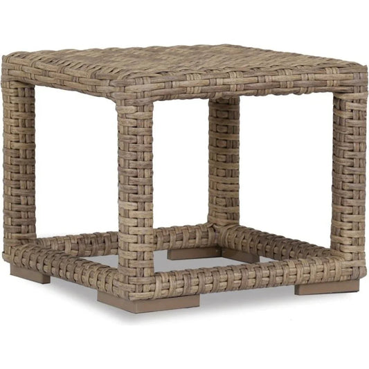 Havana Resin Wicker Outdoor End Table - LOOMLAN - Sunset West - Outdoor Side Tables