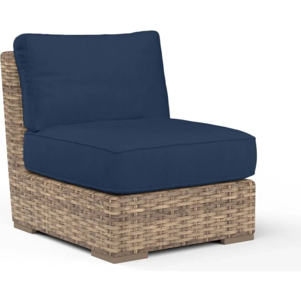 Havana Sunbrella Armless Outdoor Club Chair-Outdoor Accent Chairs-Sunset West-Spectrum Indigo-LOOMLAN