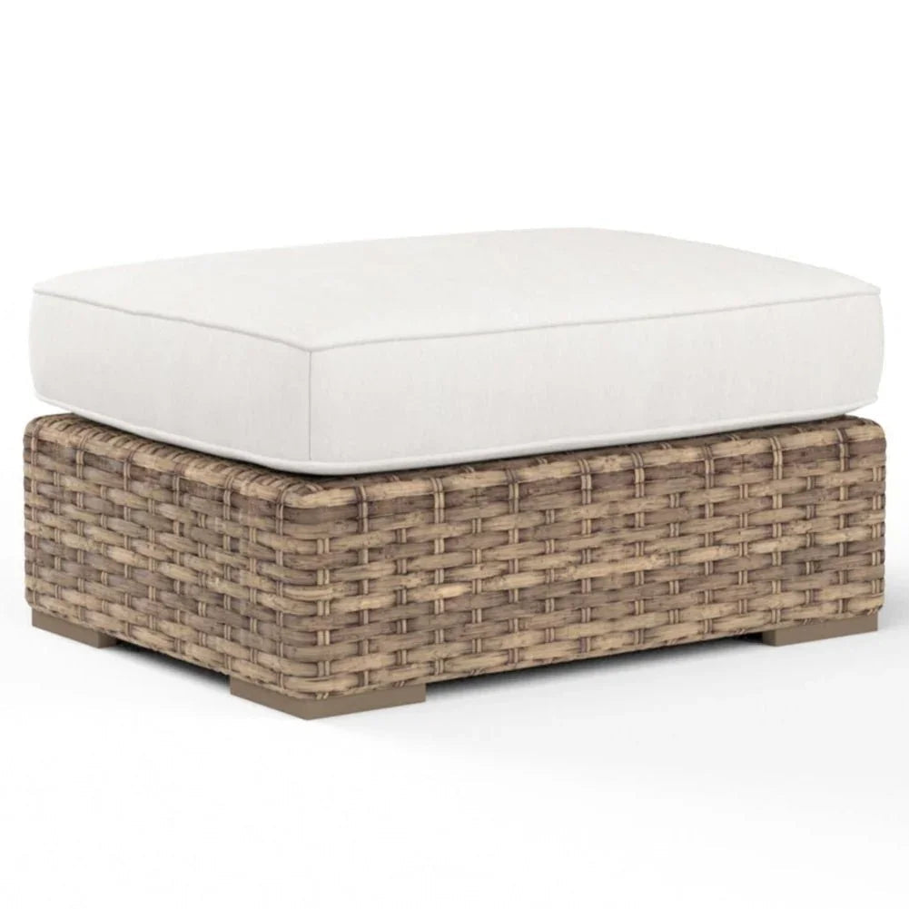 Havana Sunbrella Outdoor Ottoman-Outdoor Ottomans-Sunset West-Canvas Flax-LOOMLAN