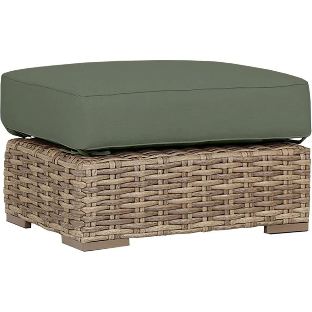 Havana Sunbrella Outdoor Ottoman-Outdoor Ottomans-Sunset West-Cast Sage-LOOMLAN