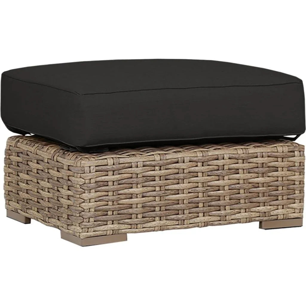 Havana Sunbrella Outdoor Ottoman-Outdoor Ottomans-Sunset West-Spectrum Carbon-LOOMLAN
