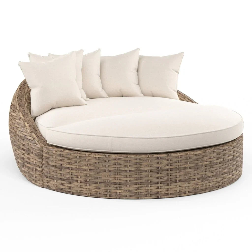 Havana Sunbrella Round Outdoor Daybed-Outdoor Daybeds-Sunset West-Canvas Flax-LOOMLAN