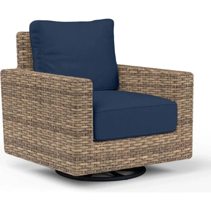 Havana Sunbrella Swivel Outdoor Rocker-Outdoor Accent Chairs-Sunset West-Spectrum Indigo-LOOMLAN